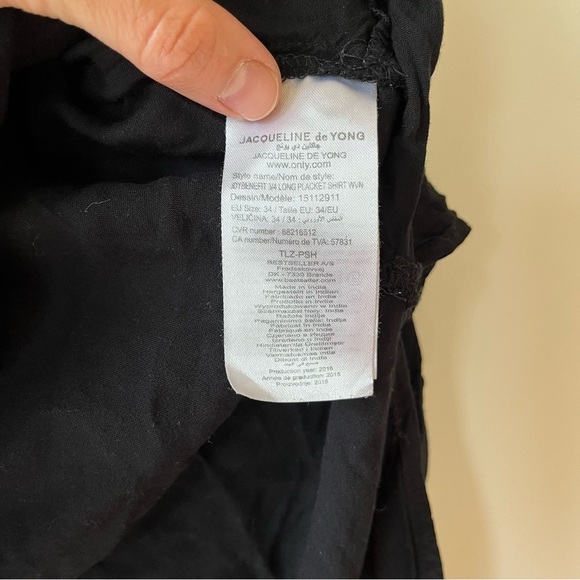 Jacqueline de Yong Black Long Popover Tunic Shirt 3/4 Sleeve EU 34 (XS-S) - Picture 3 of 12